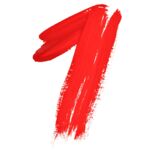 Eins Zahl rote Schrift
